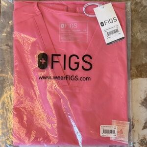 FIGS V-neck Scrub Top in Hot Pink